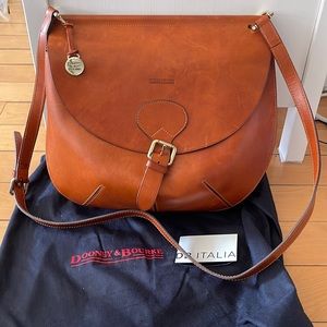 Dooney & Bourke Italia Collection Large Bubble Crossbody Saddlebag Brown Leather